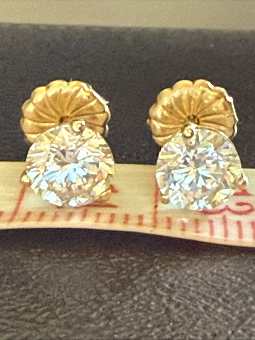 14K Yellow Gold Martini Setting Lab Grown Diamond Earrings - Picture 9 of 13